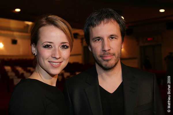 Karine Vanasse (comedienne et coproductrice) et Denis Villeneuve (realisateur). Premiere du film POLYTECHNIQUE au Cinema Imperial de Montreal, le 2 fevrier 2009.