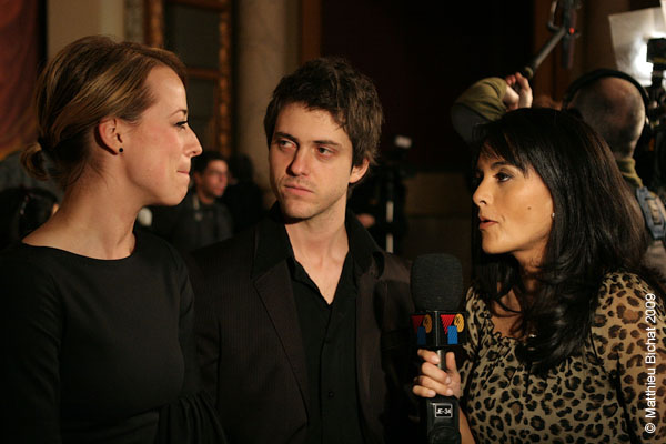 Karine Vanasse et Maxim Gaudette. Premiere du film POLYTECHNIQUE au Cinema Imperial de Montreal, le 2 fevrier 2009.