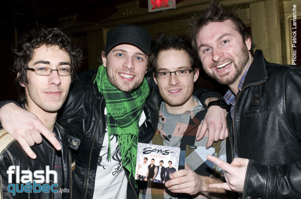 Hugo Ouimet, Tommy Gagnon, StevO Rock, Vincent Dagenais du groupe Delta 20 au lancement de l'album Karma de Sens - 9 mars - National - aucune utilisation permise sans autorisation Ã©crite de l'auteur - patrick@flashquebec.info