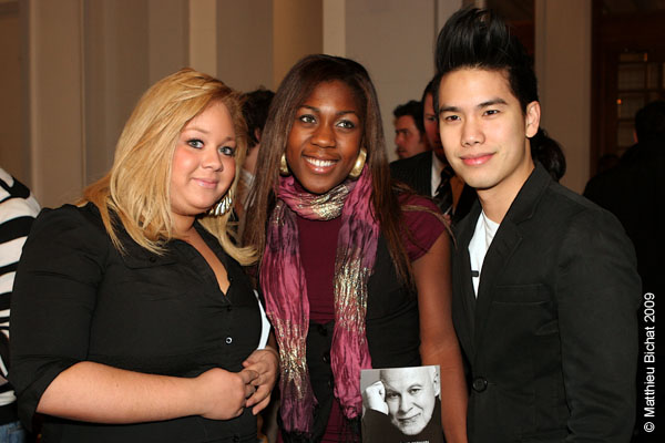Les eleves de Star Academie Vanessa, Joanie et Rich. Lancement du livre Biographique de Georges-Hebert Germain sur Rene Angelil, a la salle Versailles de l Hotel Windsor de Montreal, le 2 mars 2009.