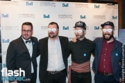 Samuel Bergeron, Felix Rose, Simon Beaudry et Eric Piccoli lors de la première mondiale du documentaire "YES" de Félix Rose et Eric Piccoli dans le cadre des Rendez-vous du cinéma québécois, au Cinéma Cineplex Odeon Quartier Latin, à Montréal, vendredi le 3 mars 2017.