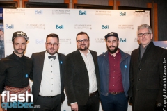 Simon Beaudry, Samuel Bergeron, Felix Rose, Eric Piccoli et Jean-Martin Aussant lors de la première mondiale du documentaire "YES" de Félix Rose et Eric Piccoli dans le cadre des Rendez-vous du cinéma québécois, au Cinéma Cineplex Odeon Quartier Latin, à Montréal, le vendredi 3 mars 2017