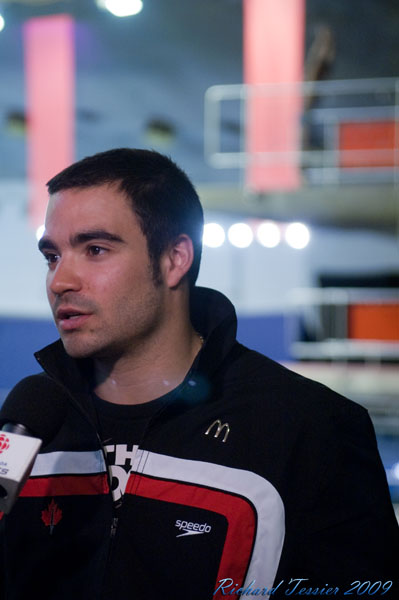 Coupe Canada Cup 2009; 28 avril 2009; Centre sportif du Parc Olympique de MontrÃ©al; Ãquipe Canadienne de Plogeon 2009; Brandon Makinson; Cameron MClean; Carol-Ann Ware; Cody Kolodziejzyk; FranÃ§ois Imbeau-Dulac; Hailey Casper; Jennifer Abel; Kevin Geyson; Mandy Moran; Meaghan Benfeito; MÃ©lanie Rinaldi;  Reuben Ross; Riley McCormick; Roseline Filion; Ãmilie Heymans; Ãric Sehn; personnalitÃ© prÃ©sente; Annie Pelletier; Michel Larouche; Penny Joyce; Mitch Geller;