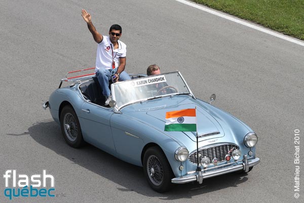KARUN CHANDHOK (Compos Meta). Parade des Pilotes de Formule 1 du GRAND PRIX DU CANADA 2010, sur le Circuit Gilles Villeneuve de Montreal, le 13 juin 2010. Utilisation quelle qu'elle soit strictement interdite sans l'accord du photographe www.matthieubichat.com