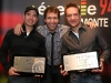 Remise du billet de Platine pour 100 000 billets vendus de leur spectacle -Complices- aux Grandes Gueules (Jose Gaudet et Mario Tessier) a la Radio Energie de Montreal, le 5 fevrier 2009.