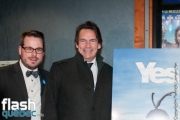 Samuel Bergeron, Pierre Karl Péladeau lors de la première mondiale du documentaire "YES" de Félix Rose et Eric Piccoli dans le cadre des Rendez-vous du cinéma québécois, au Cinéma Cineplex Odeon Quartier Latin, à Montréal, le vendredi 3 mars 2017.